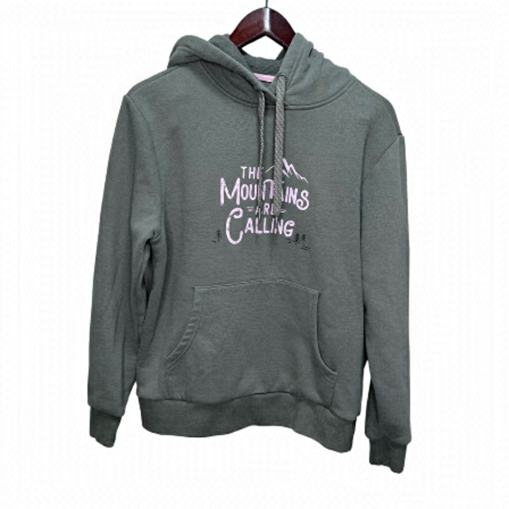Mountain Warehouse The Mountains Are Calling Green Hooded Sweater Size 6